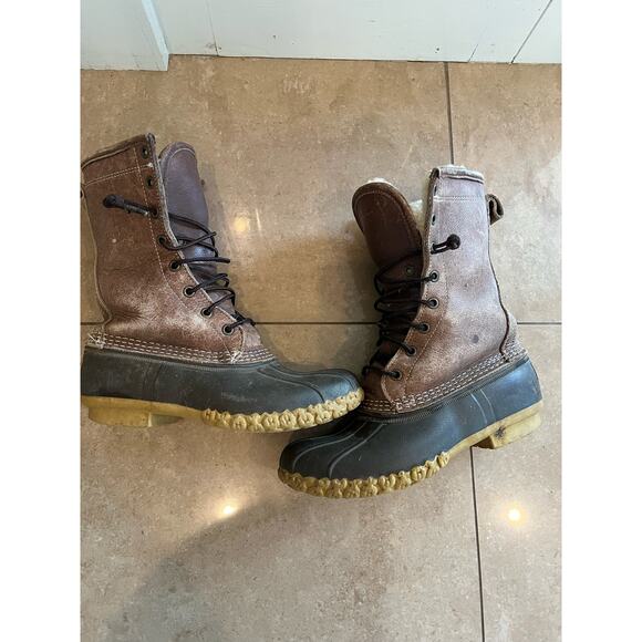 L.L. Bean Leather Shearing Fur Insulated Duck Boots Women 6 Winter Warm Outdoor - Picture 4 of 11